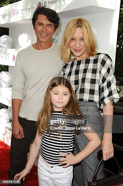 Actor Lou Diamond Phillips, wife Yvonne Boismier Phillips and daughter Indigo Sanara Phillips attend the LG "Fam To Table" series at The Washbow on...