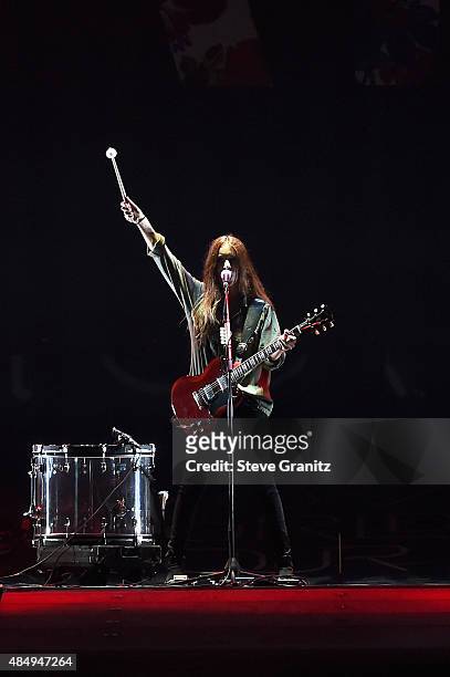 Musician Danielle Haim of the band HAIM performs onstage during Taylor Swift The 1989 World Tour Live In Los Angeles at Staples Center on August 22,...