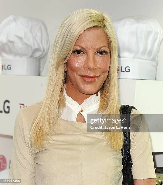 Tori Spelling attends the LG "Fam To Table" series at The Washbow on August 22, 2015 in Culver City, California.