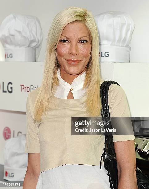 Tori Spelling attends the LG "Fam To Table" series at The Washbow on August 22, 2015 in Culver City, California.