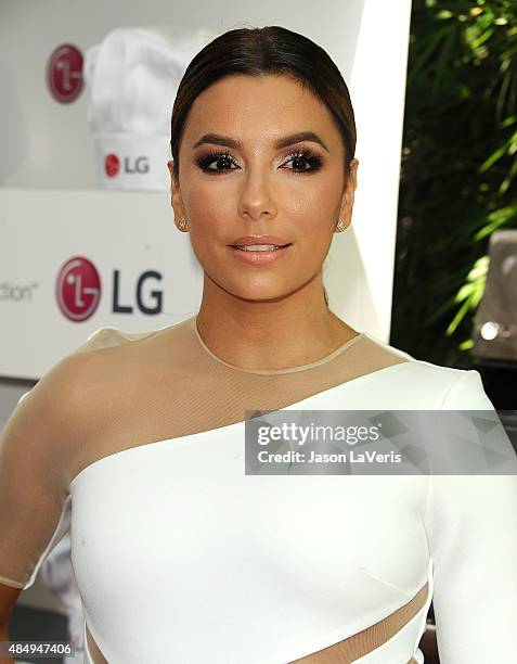 Actress Eva Longoria attends the LG "Fam To Table" series at The Washbow on August 22, 2015 in Culver City, California.