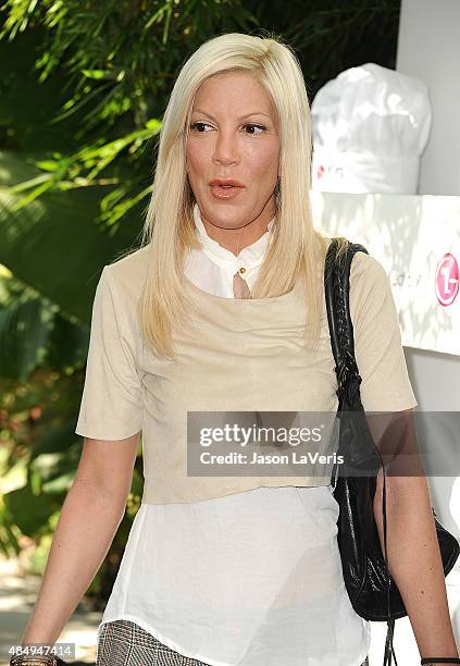 Tori Spelling attends the LG "Fam To Table" series at The Washbow on August 22, 2015 in Culver City, California.