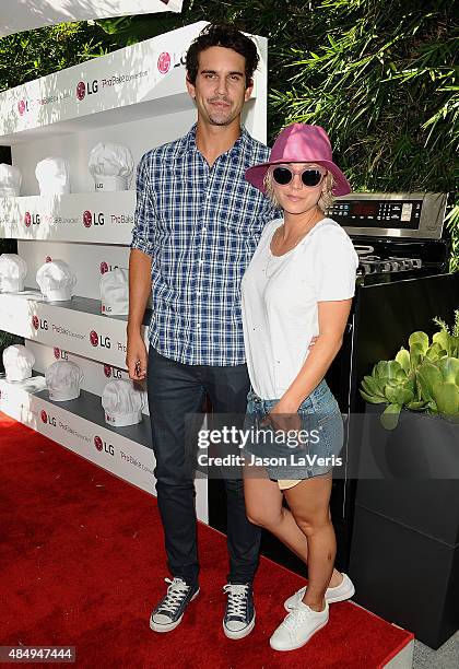 Ryan Sweeting and Kaley Cuoco attend the LG "Fam To Table" series at The Washbow on August 22, 2015 in Culver City, California.