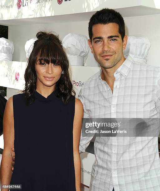 Actress Cara Santana and actor Jesse Metcalfe attend the LG "Fam To Table" series at The Washbow on August 22, 2015 in Culver City, California.