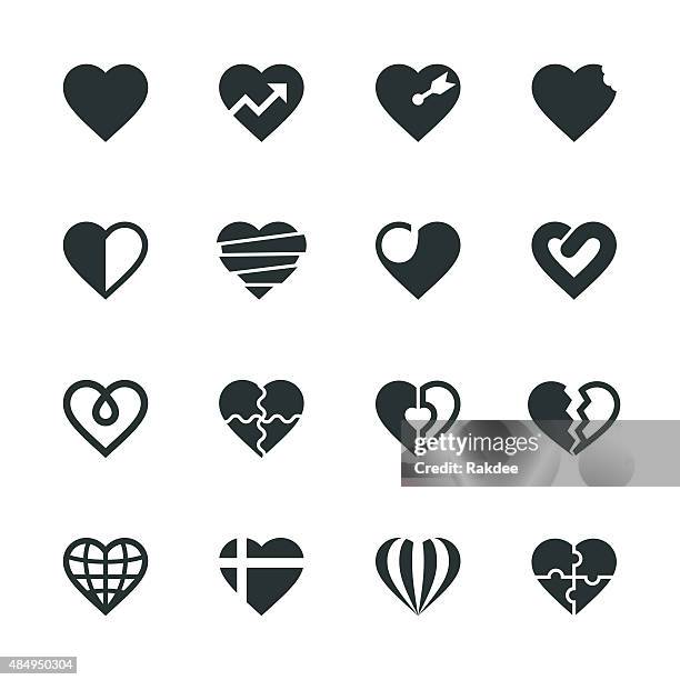 heart silhouette icons | set 2 - skin problem stock illustrations