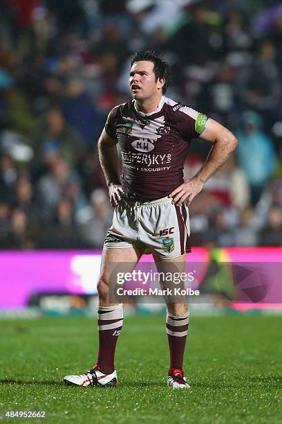 Jamie Lyon of the Eagles looks dejected during the round 24 NRL match between the Manly Warringah Sea Eagles and the Parramatta Eels at Brookvale...