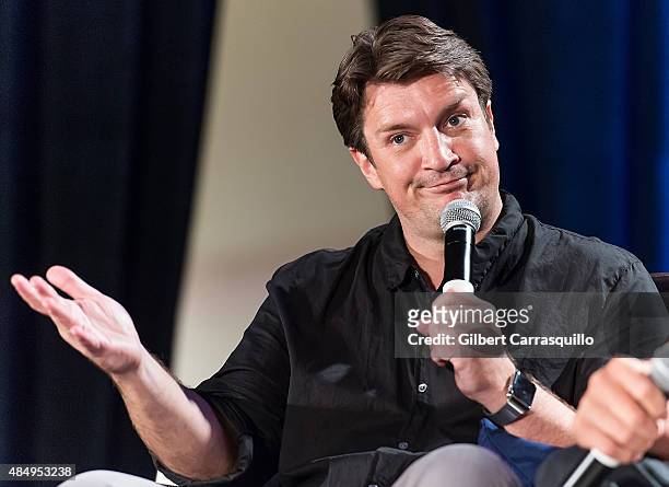Actor Nathan Fillion attends Wizard World Comic Con Chicago 2015 - Day 3 at Donald E. Stephens Convention Center on August 22, 2015 in Chicago,...
