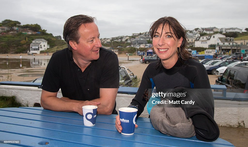 David Cameron On Holiday In Cornwall