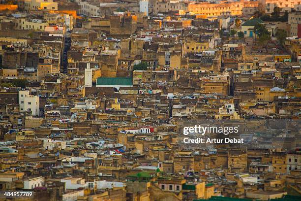 Medina Of Fez View From Above With House Rooftops, Foto de stock