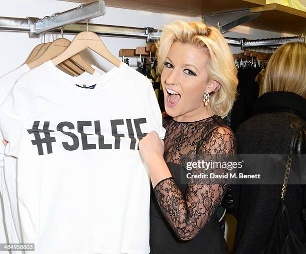 Natalie Coyle attends the French Connection #CantHelpMySelfie launch party at French Connection Regent Street store on April 15, 2014 in London,...