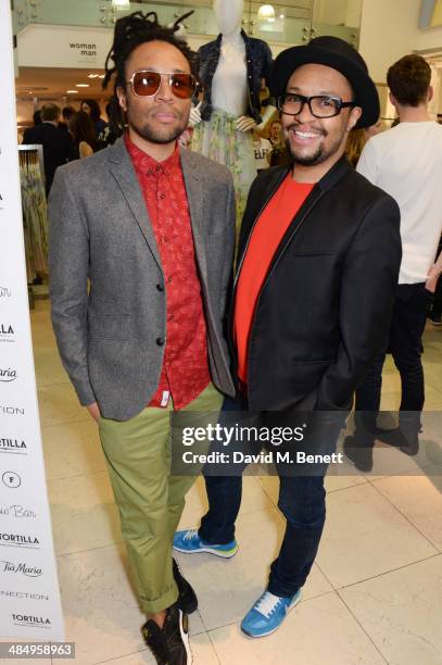 Jody Furlong and Bayo Furlong attend the French Connection #CantHelpMySelfie launch party at French Connection Regent Street store on April 15, 2014...