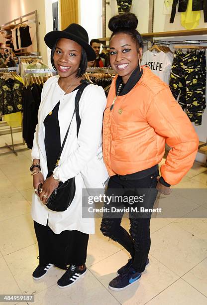 Shystie and guest attend the French Connection #CantHelpMySelfie launch party at French Connection Regent Street store on April 15, 2014 in London,...