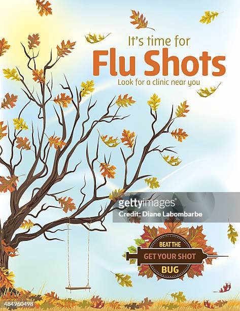 herbst grippe oder grippe aufnahme poster-vorlage - fall prevention stock-grafiken, -clipart, -cartoons und -symbole