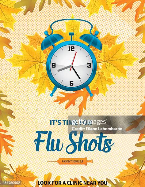 fall flu or influenza shot poster template - fall prevention stock illustrations
