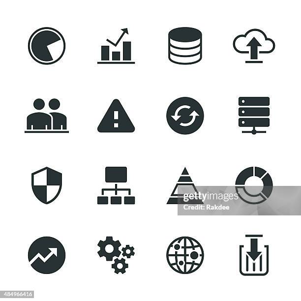 illustrazioni stock, clip art, cartoni animati e icone di tendenza di gestione database silhouette icone - backup