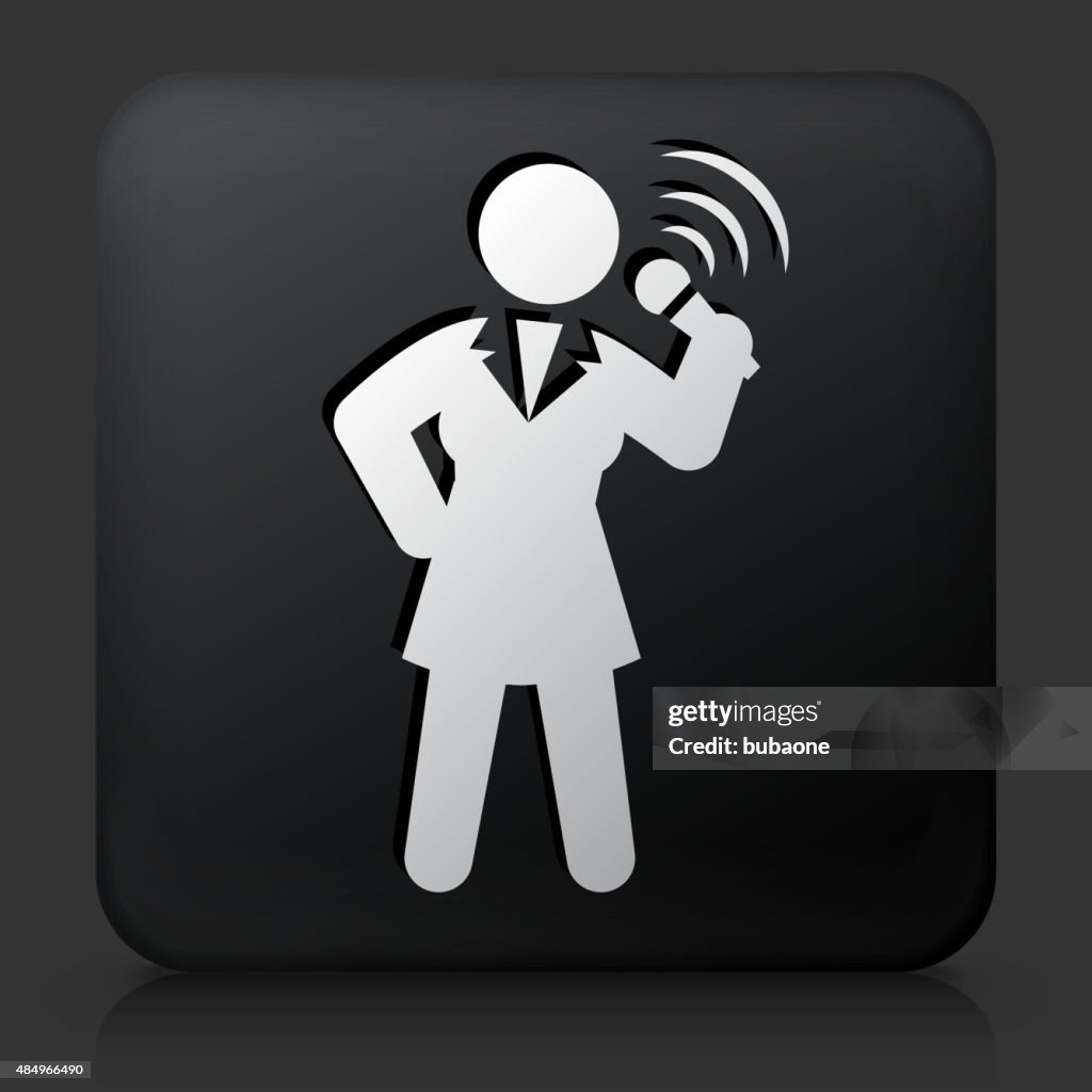 Black Square Button with Public Speaking Icon