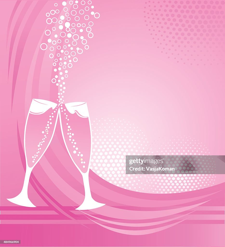 Champagne Glasses on Pink Background - Celebration