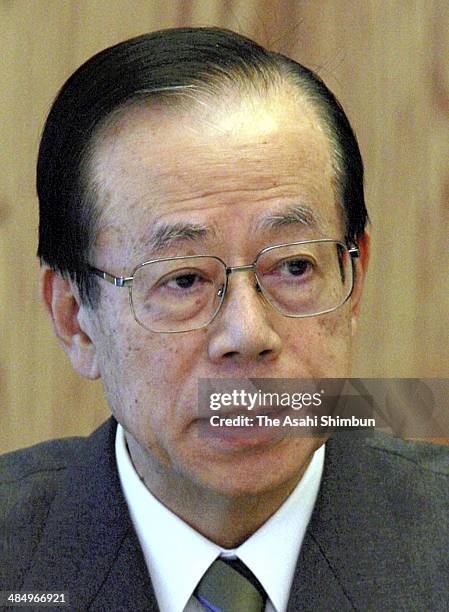 Prime Minister Yasuo Fukuda speaks during an interview at his official residence on March 29, 2008 in Tokyo, Japan. Yasuo Fukuda is the 91st Prime...