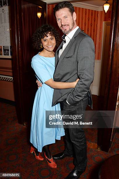 Cast members Angel Coulby and Lloyd Owen attend the press night performance of "Good People" at the Noel Coward Theatre on April 15, 2014 in London,...