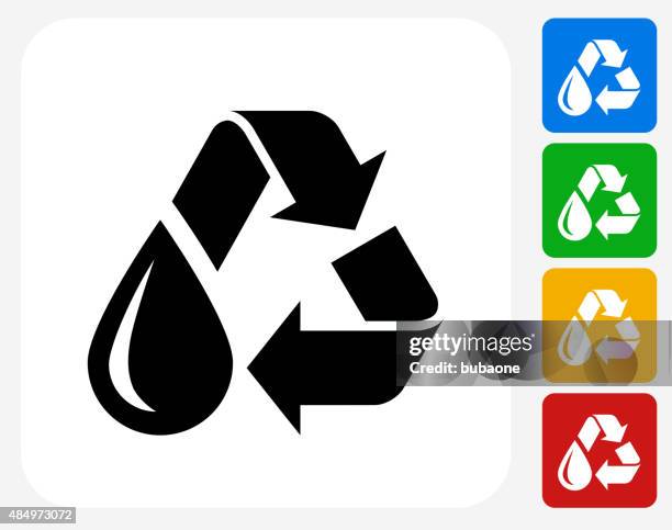 ilustrações de stock, clip art, desenhos animados e ícones de reciclar água ícone flat design gráfico - estação de tratamento de esgotos