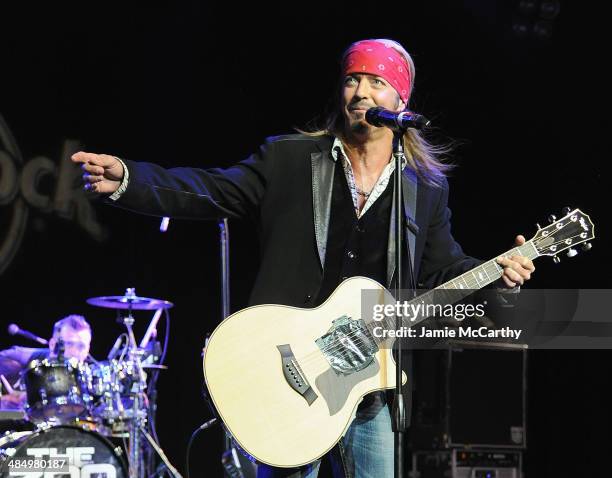 Bret Michaels performs at the Sing For Your Supper Campaign Launch at Hard Rock Cafe New York on April 15, 2014 in New York City.