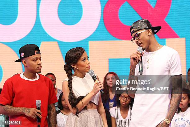 Bow Wow, Keshia Chante, and August Alsina attend 106 & Park at BET studio April 14, 2014 in New York City.