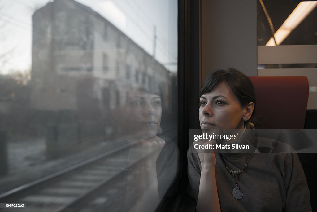 Woman travel in train