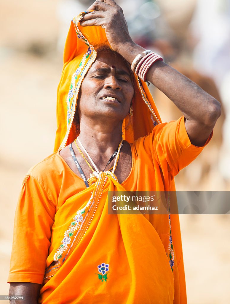 Indian Woman Expressing Distress in Heat