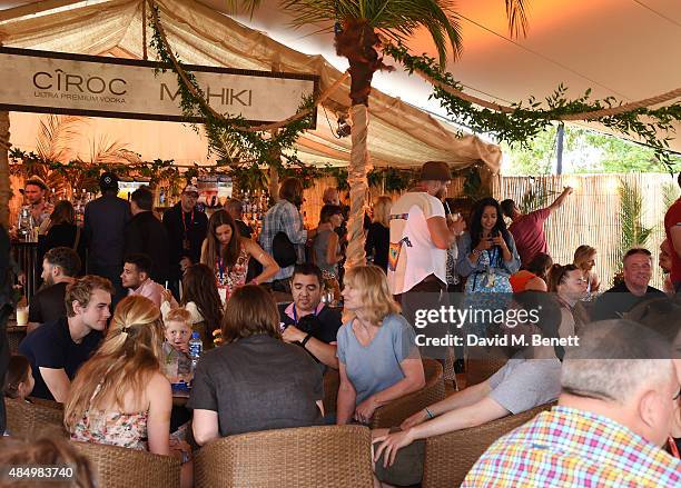 General view of atmosphere at day 2 of CIROC & MAHIKI backstage at V Festival at at Hylands Park on August 23, 2015 in Chelmsford, England.