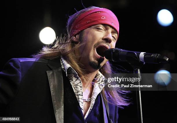 Bret Michaels performs at Sing For Your Supper Campaign Launch at the Hard Rock Cafe, Times Square on April 15, 2014 in New York City.