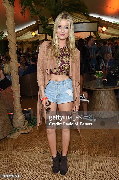 Laura Whitmore attends day 2 of CIROC & MAHIKI backstage at V Festival at at Hylands Park on August 23, 2015 in Chelmsford, England.