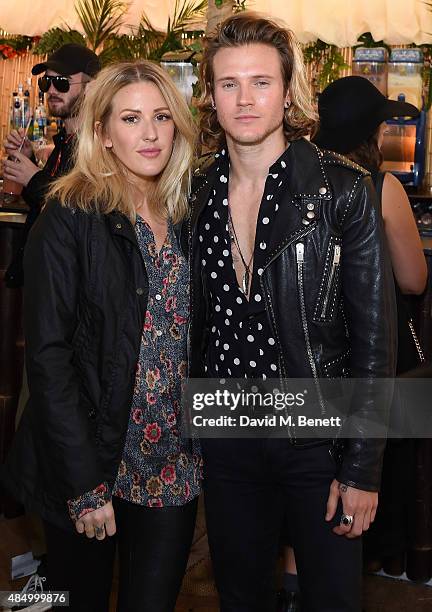 Ellie Goulding and Dougie Poynter attend day 2 of CIROC & MAHIKI backstage at V Festival at at Hylands Park on August 23, 2015 in Chelmsford, England.