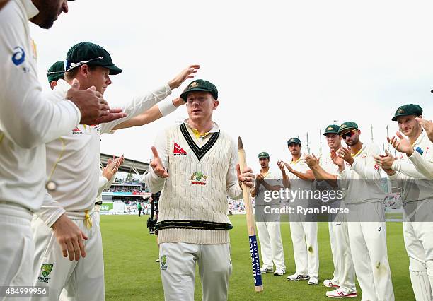 Chris Rogers of Australia walks from the ground after his last test match during day four of the 5th Investec Ashes Test match between England and...