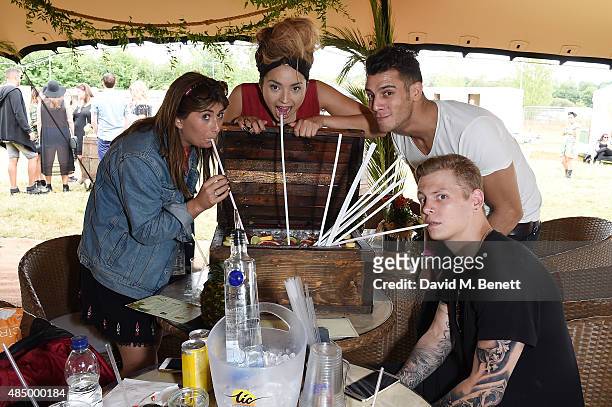 Ella Eyre and Lewi Morgan attend day 2 of CIROC & MAHIKI backstage at V Festival at at Hylands Park on August 23, 2015 in Chelmsford, England.