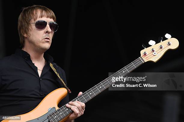 Les Pattinson from Echo & The Bunnymen performs on Day 2 of the V Festival at Hylands Park on August 23, 2015 in Chelmsford, England.