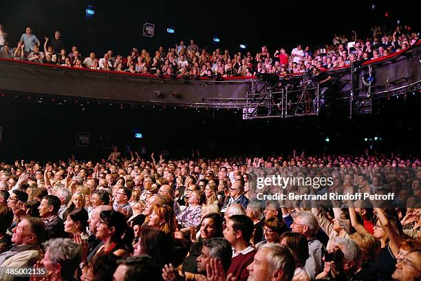 Illustration view of the public whyle the Concert of 'Chico & The Gypsies' with 50 gypsy guitars at L'Olympia on April 14, 2014 in Paris, France.