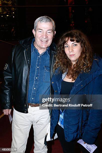 Actor Martin Lamotte with his daughter Manon attend the Concert of 'Chico & The Gypsies' with 50 gypsy guitars at L'Olympia on April 14, 2014 in...