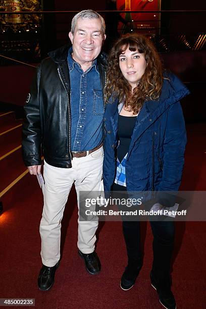 Actor Martin Lamotte with his daughter Manon attend the Concert of 'Chico & The Gypsies' with 50 gypsy guitars at L'Olympia on April 14, 2014 in...