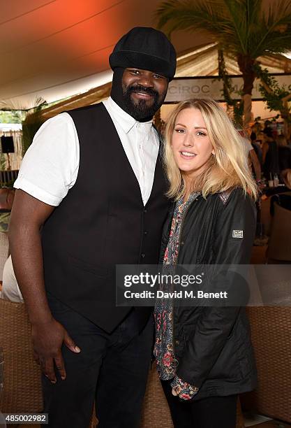 Gregory Porter and Ellie Goulding attend day 2 of CIROC & MAHIKI backstage at V Festival at at Hylands Park on August 23, 2015 in Chelmsford, England.