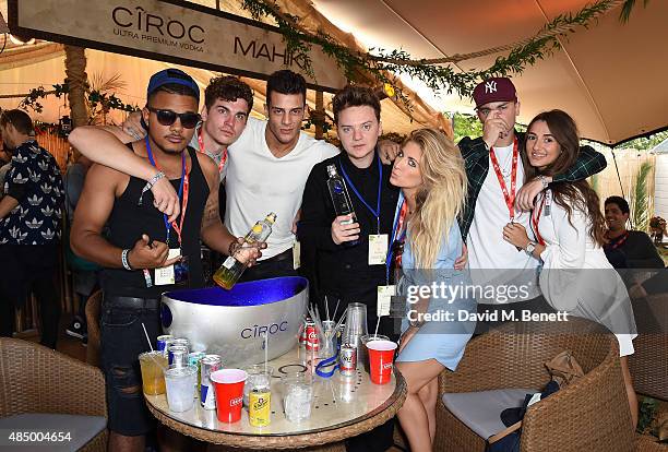 Conor Maynard attends day 2 of CIROC & MAHIKI backstage at V Festival at at Hylands Park on August 23, 2015 in Chelmsford, England.