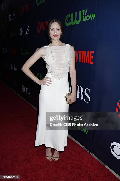 Emmy Rossum walks the carpet at Pacific Design Center in West Hollywood after the CBS TCA Summer Press Tour on August 10, 2015 P