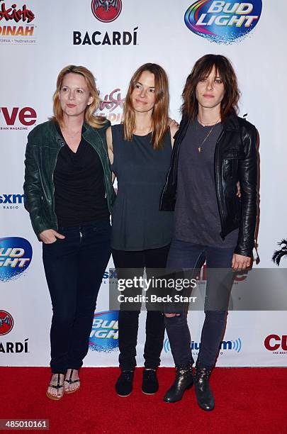 Actresses Laurel Holloman, Leisha Hailey and Kate Moennig arrive at The Black Party for Club Skirts Dinah Shore Weekend at Palm Springs Convention...