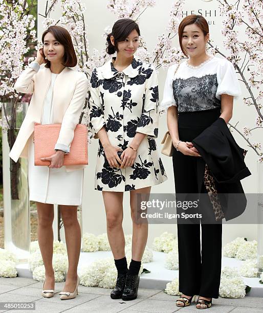 Park Jung-Ah, Seo Yoo-Jung and Hyeun Young attend O Ji-Ho's Wedding at The Shilla on April 12, 2014 in Seoul, South Korea.