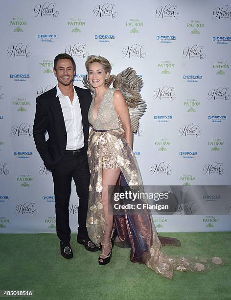 Gala Director Galen Drever and Actress Sharon Stone attend the Fourth Annual Hotbed Gala at The Drever Estate on August 22, 2015 in Tiburon,...