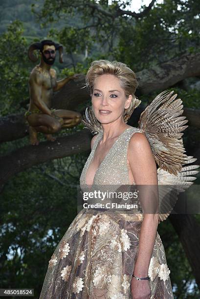 Actress Sharon Stone attends the Fourth Annual Hotbed Gala at The Drever Estate on August 22, 2015 in Tiburon, California.