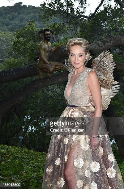 Actress Sharon Stone attends the Fourth Annual Hotbed Gala at The Drever Estate on August 22, 2015 in Tiburon, California.