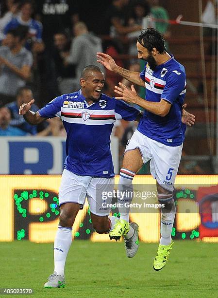 Fernando of UC Sampdoria celebrates after scoring his side fifth goal goal during the Serie A match between UC Sampdoria and Carpi FC at Stadio Luigi...