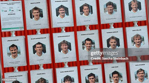 Display with former german national players is seen during the 'DFB Ehrenrunde' on August 23, 2015 in Kamen, Germany.