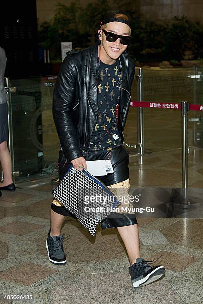 Junsu of South Korean boy band 2PM is seen on departure at Gimpo International Airport on April 15, 2014 in Seoul, South Korea.
