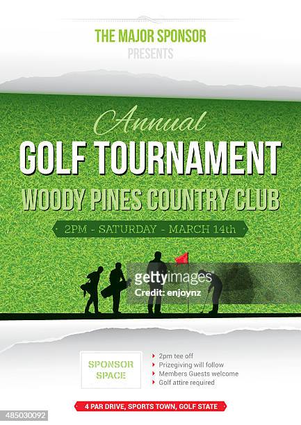 ilustraciones, imágenes clip art, dibujos animados e iconos de stock de cartel de golf tournament - golfer